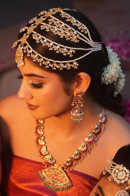 Buy_Amaara Jewels_Gold Plated Stones, Pearls Gulbahar Pachi Kundan Ruby Necklace Set _Online_at_Aza_Fashions