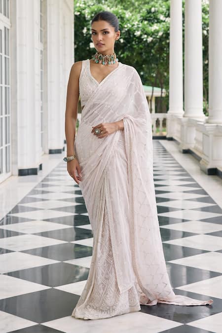 Shop_Amaara Jewels_Gold Plated Stones Celadon Bloom Moissanite And Droplets Choker Set _Online_at_Aza_Fashions