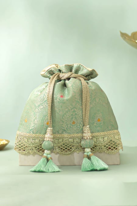 Amyra Ruva Katan Silk Woven Potli Bag 