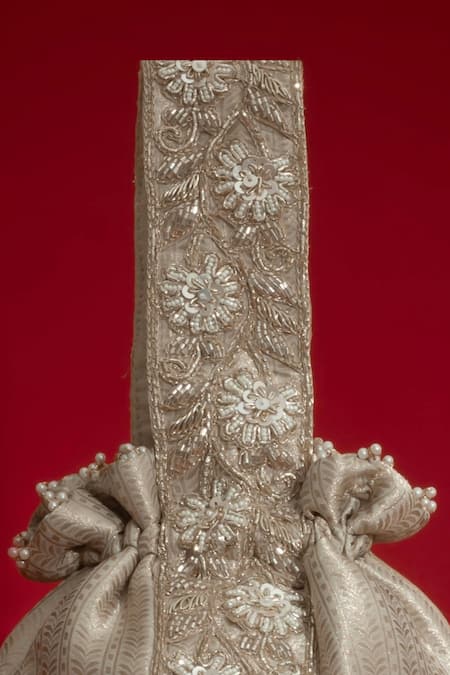 Amyra_Gold Embroidery, Sequins, Beads, Tassels Tej Floral Potli Bag _at_Aza_Fashions