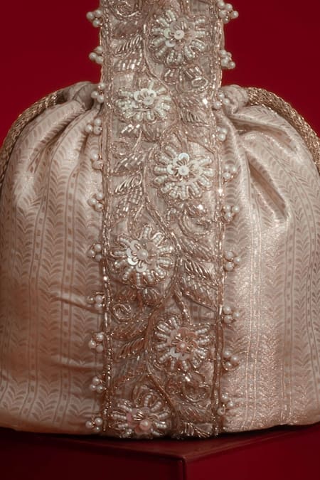 Shop_Amyra_Gold Embroidery, Sequins, Beads, Tassels, Zari Tej Potli Bag