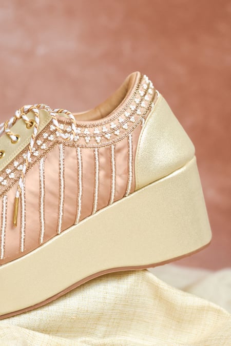 Buy_Around Always_Pink Vitti Embroidered Platform Sneakers _Online_at_Aza_Fashions