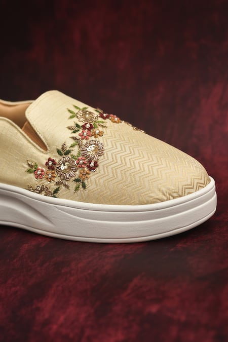 Around Always_Beige Ode Embroidered Platform Sneakers _Online_at_Aza_Fashions