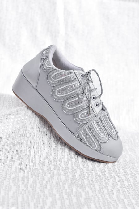 Around Always Rumi Beadwork Lace-up Wedge Sneakers 