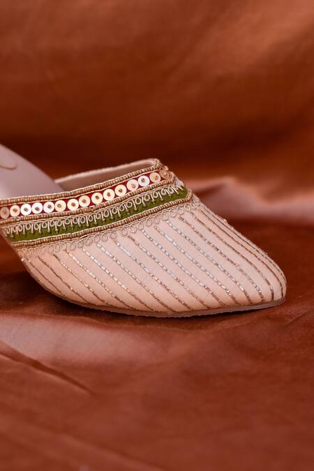 Shop Around Always Gold Sequins Tira Stripped Shimmer Mule Heels Online at Aza Fashions Shop_Around Always_Gold Sequins Tira Stripped Shimmer Mule Heels _Online_at_Aza_Fashions