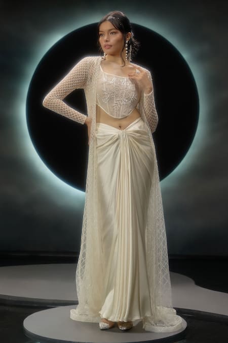 Couture By Niharika Amorette Embroidered Jacket Skirt Set 