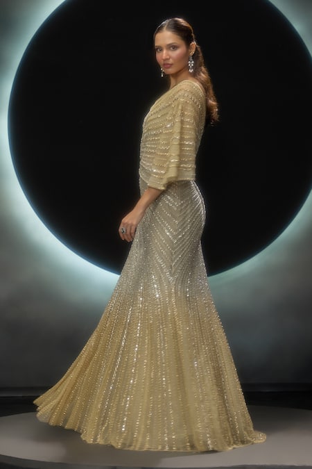 Couture By Niharika Metalika Hand Embroidered Bustier & Skirt Set 