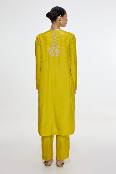 Ekaya Banaras Handwoven Mustard Kurta & Pant Set 