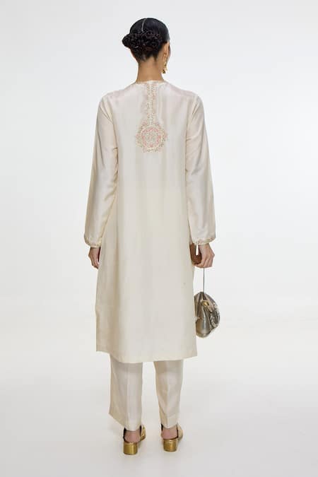 Ekaya Banaras Handwoven Mashroo Silk Kurta & Pant Set 