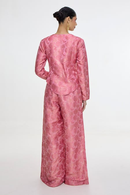 Ekaya Banaras Handwoven Banarasi Tanchoi Jacket & Pant Set 