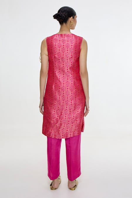 Ekaya Banaras Handwoven Long Waistcoat Pant Set 