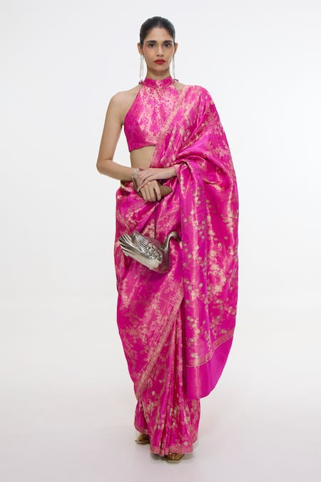 Ekaya Banaras Handwoven Banarasi Tanchoi Saree With Running Blouse 