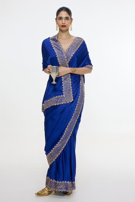 Ekaya Banaras Handwoven Mashroo Silk Saree With Running Blouse 