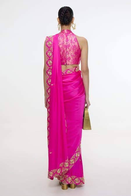 Ekaya Banaras Handwoven Mashroo Silk Saree With Running Blouse 