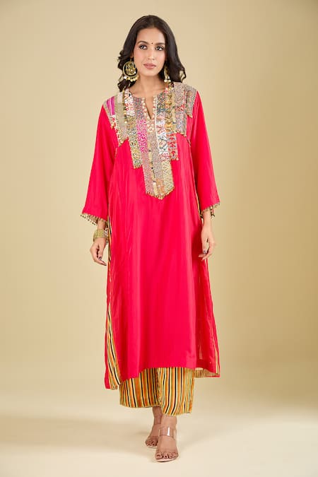 Debyani + CO Placement Embroidered Kurta & Pant Set 