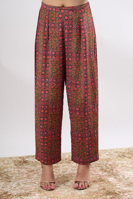 Debyani + CO_Yellow Embroidery, Beads, Tassels V-neck Meena Kurta With Pant _at_Aza_Fashions