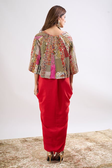 Debyani + CO Embroidered Jacket Skirt Set 