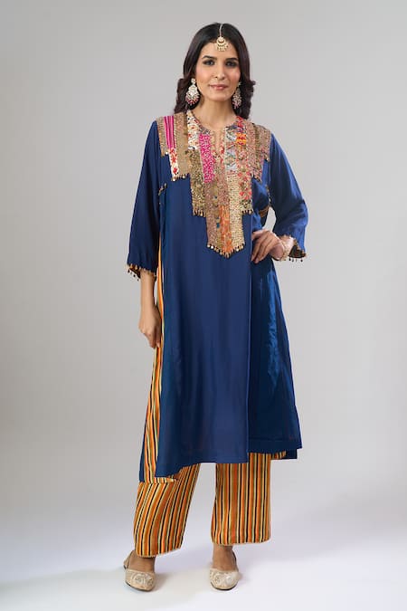 Debyani + CO Placement Embroidered Kurta & Pant Set 