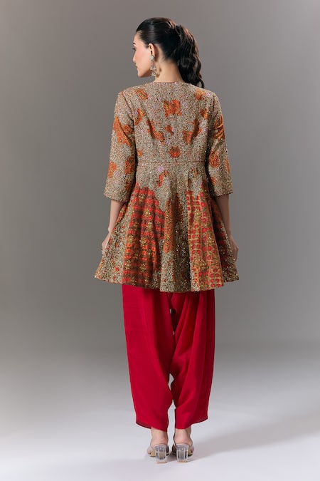 Debyani + CO Embroidered Peplum Kurta & Salwar Set 