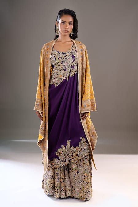 Anamika Khanna Embroidered Cape & Draped Sharara Set