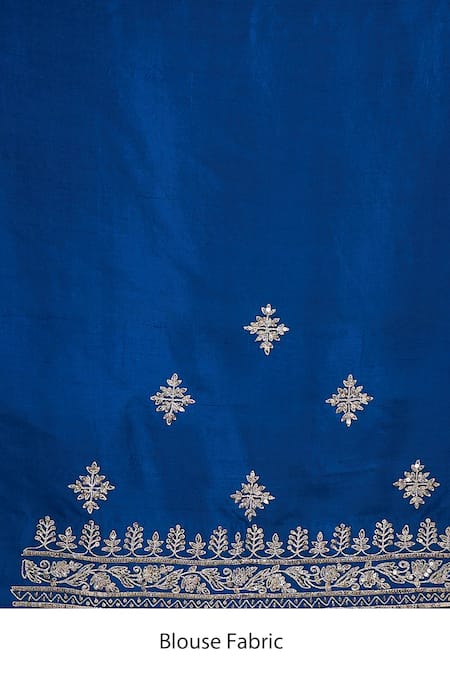 Buy_Anushree Reddy_Navy Embroidery, Zari Gutcha Bordered Saree With Unstitched Blouse Piece _Online_at_Aza_Fashions
