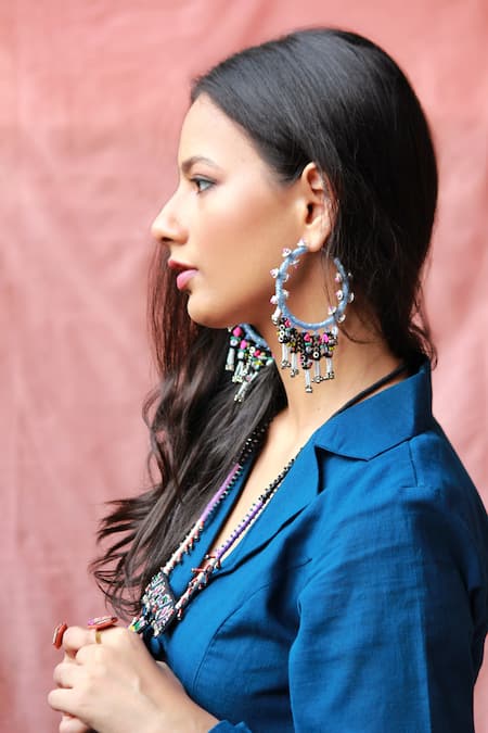 NAKHREWAALI Latke Jhatke Hand Embroidered Earrings 