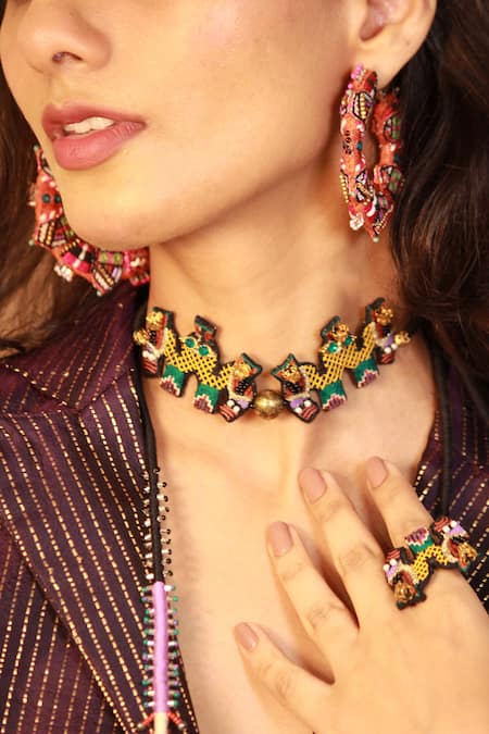 NAKHREWAALI Drama Queen Hand Embroidered Choker 