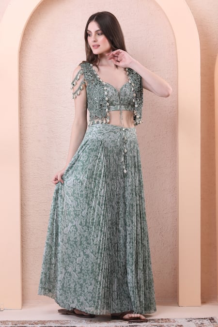 Isha Regalia Printed Pleated Skirt Set 