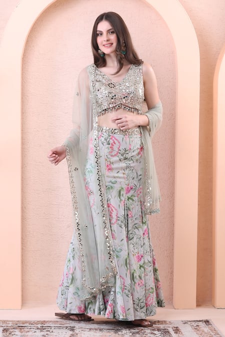 Isha Regalia Panelled Floral Print Lehenga Set 