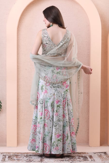 Isha Regalia Panelled Floral Print Lehenga Set 