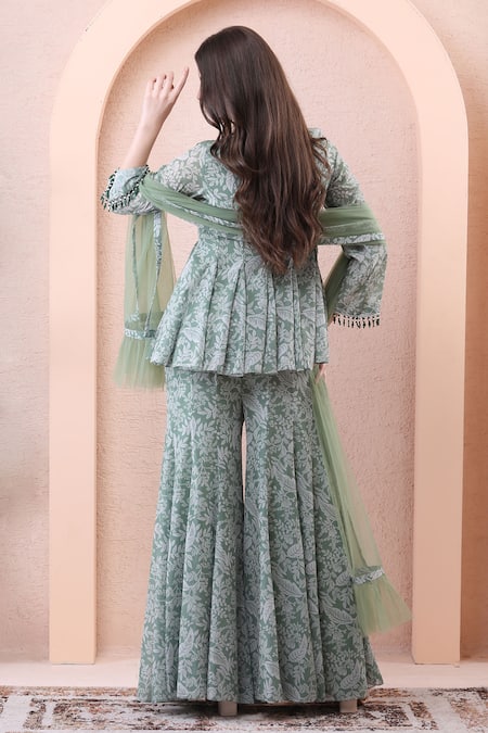 Isha Regalia Printed Peplum Anarkali Sharara Set 