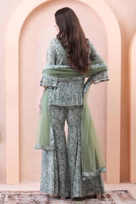 Isha Regalia Printed Draped Angrakha Sharara Set 