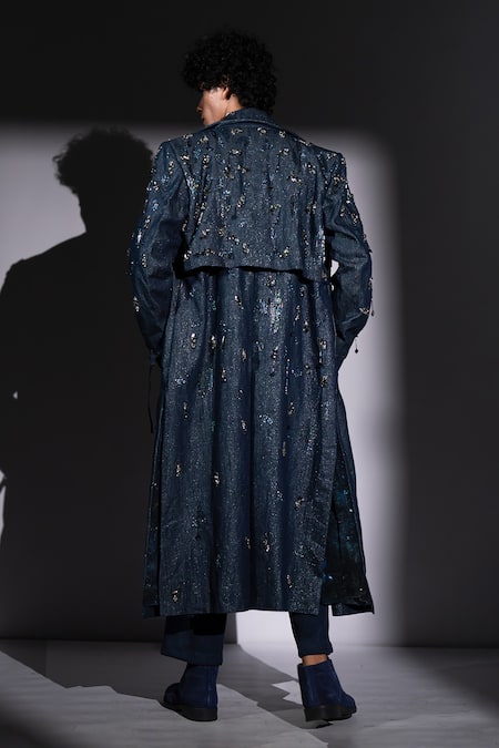 Nikita Mhaisalkar Star Embroidered Denim Trench Jacket 
