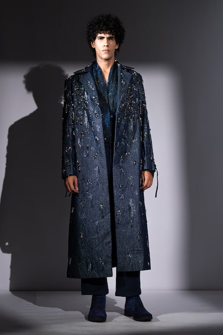 Nikita Mhaisalkar Star Embroidered Denim Trench Jacket 