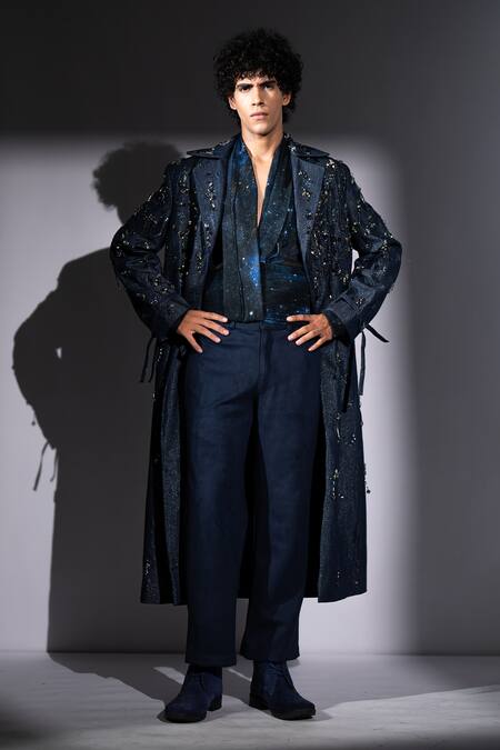 Buy Nikita Mhaisalkar Blue Galaxy Print Georgette Corset Belt Online at Aza Fashions Buy_Nikita Mhaisalkar_Blue Galaxy Print Georgette Corset Belt _Online_at_Aza_Fashions