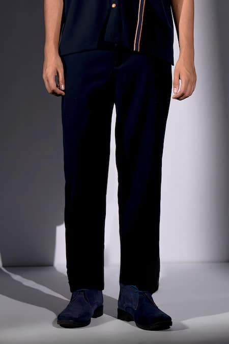 Nikita Mhaisalkar_Navy Suiting Stripe Pattern Shirt And Pant Set _Online_at_Aza_Fashions