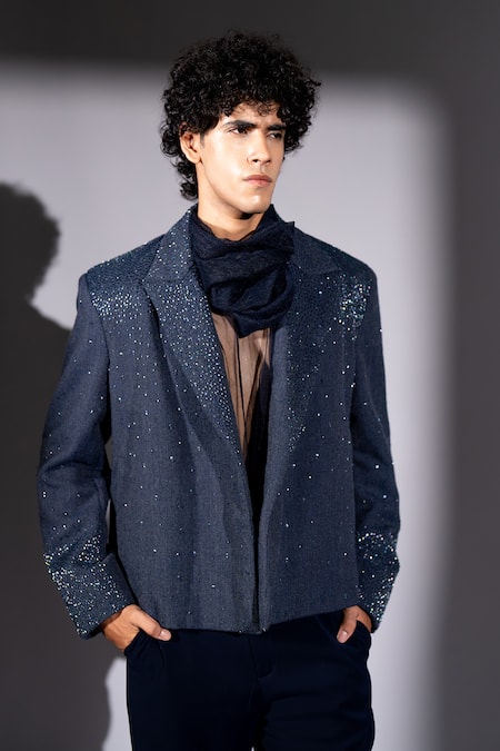 Nikita Mhaisalkar Suede Star Burst Embroidered Bomber Jacket