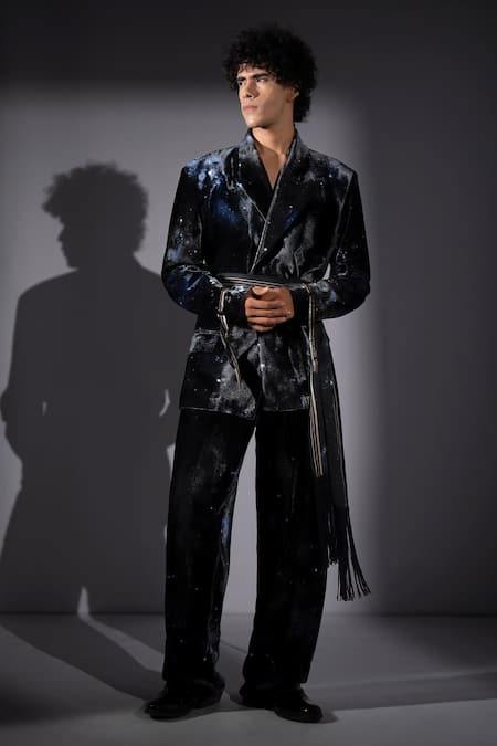 Nikita Mhaisalkar Galaxy Print Velvet Suit & Pant Set 