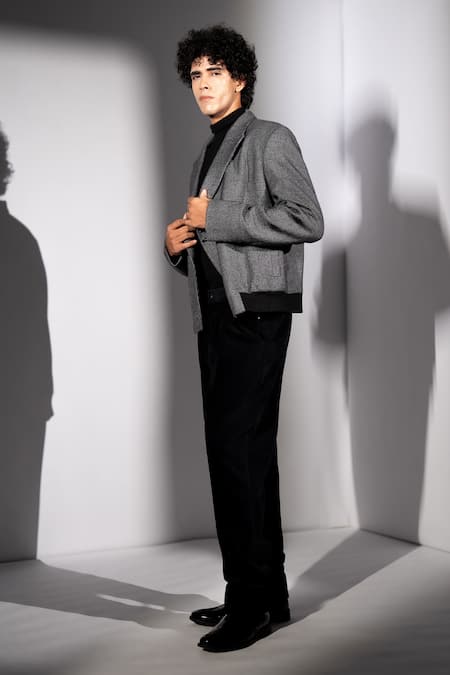 Nikita Mhaisalkar_Black Corduroy Straight Fit Pant _Online_at_Aza_Fashions