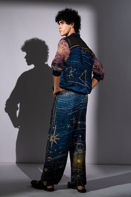 Nikita Mhaisalkar Star Galaxy Print Bomber Shirt & Pant Set 
