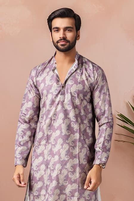 Shop Arihant Rai Sinha Magenta Cotton, Silk Printed Paisley Kurta And Salwar Set Online at Aza Fashions Shop_Arihant Rai Sinha_Magenta Cotton, Silk Printed Paisley Kurta And Salwar Set _Online_at_Aza_Fashions