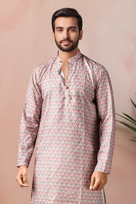 Shop Arihant Rai Sinha Pink Cotton, Silk Printed Kurta And Salwar Set Online at Aza Fashions Shop_Arihant Rai Sinha_Pink Cotton, Silk Printed Kurta And Salwar Set _Online_at_Aza_Fashions