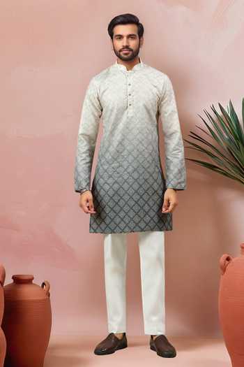 Buy Arihant Rai Sinha Cream Cotton, Silk Embroidery, Foil Printing Ombre Kurta Set Online at Aza Fashions Buy_Arihant Rai Sinha_Cream Cotton, Silk Embroidery, Foil Printing Ombre Kurta Set _Online_at_Aza_Fashions