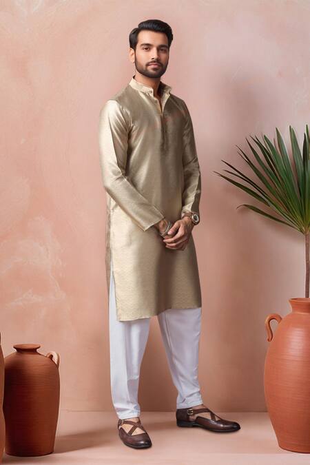Arihant Rai Sinha Beige Jacquard, Silk Woven Kurta With Salwar Online at Aza Fashions Arihant Rai Sinha_Beige Jacquard, Silk Woven Kurta With Salwar _Online_at_Aza_Fashions