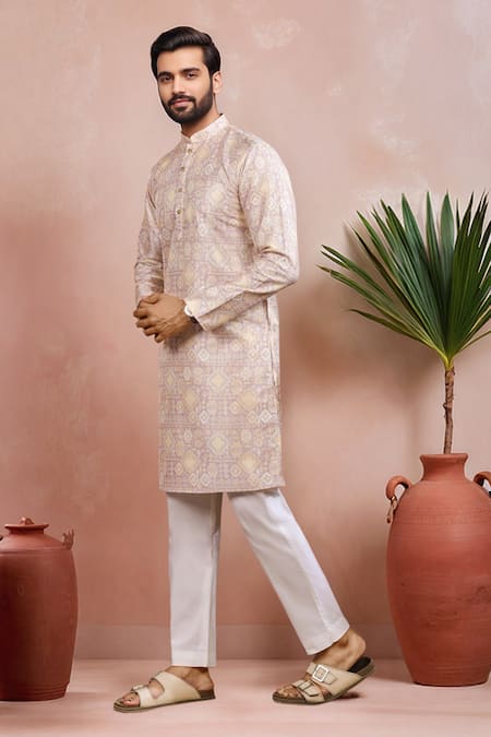 Arihant Rai Sinha Lavender Silk Embroidery Butti Pattern Kurta Set Online at Aza Fashions Arihant Rai Sinha_Lavender Silk Embroidery Butti Pattern Kurta Set _Online_at_Aza_Fashions