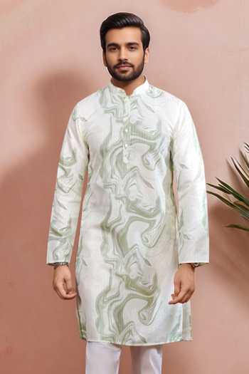 Buy Arihant Rai Sinha Green Silk Embroidery, Foil Printing Swirl Pattern Kurta Set Online at Aza Fashions Buy_Arihant Rai Sinha_Green Silk Embroidery, Foil Printing Swirl Pattern Kurta Set _Online_at_Aza_Fashions