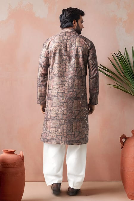 Shop Arihant Rai Sinha Brown Viscose Embroidery Printed And Kurta Salwar Set at Aza Fashions Shop_Arihant Rai Sinha_Brown Viscose Embroidery Printed And Kurta Salwar Set _at_Aza_Fashions