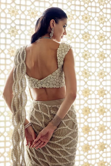 Charu And Vasundhara Karolina Ruffle Pre-Draped Saree With Blouse 