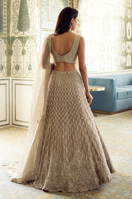 Charu And Vasundhara Kourtney Geometric Embroidered Lehenga Set 