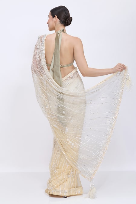 Dilnaz Floral Embroidered Net Saree  